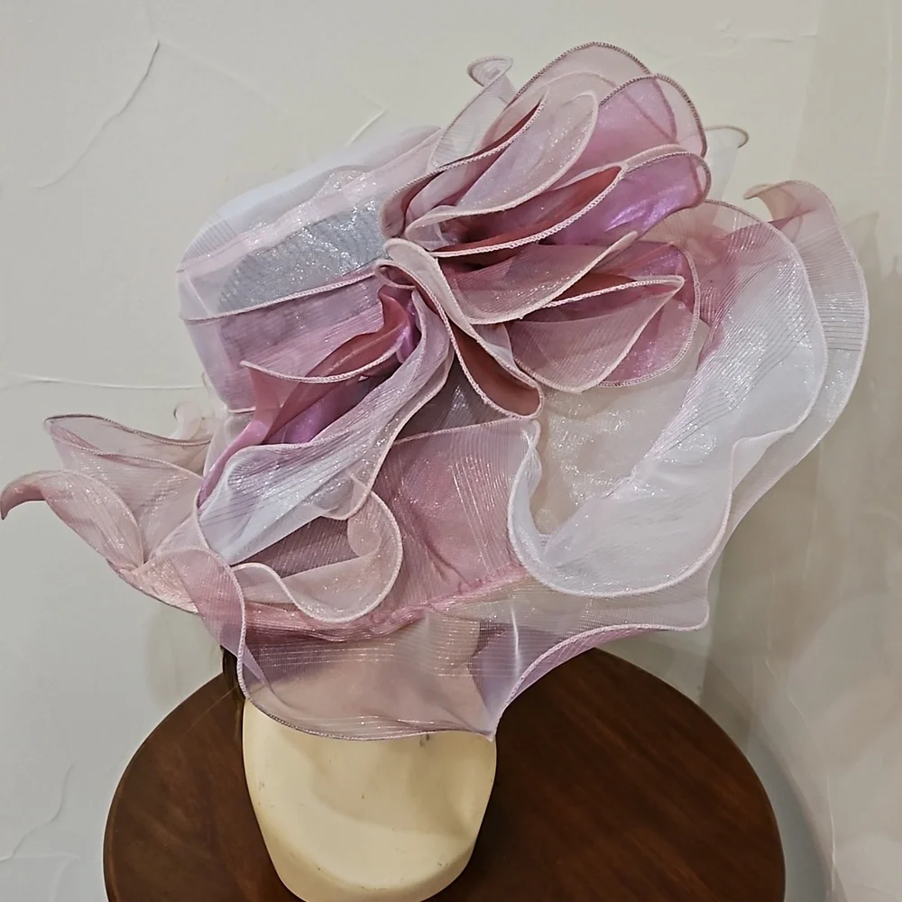 NWT‎ BLUSH PINK 2 IN 1 VELCRO FABULOUS DERBY CHURCH TEA SHOWER WEDDING HAT